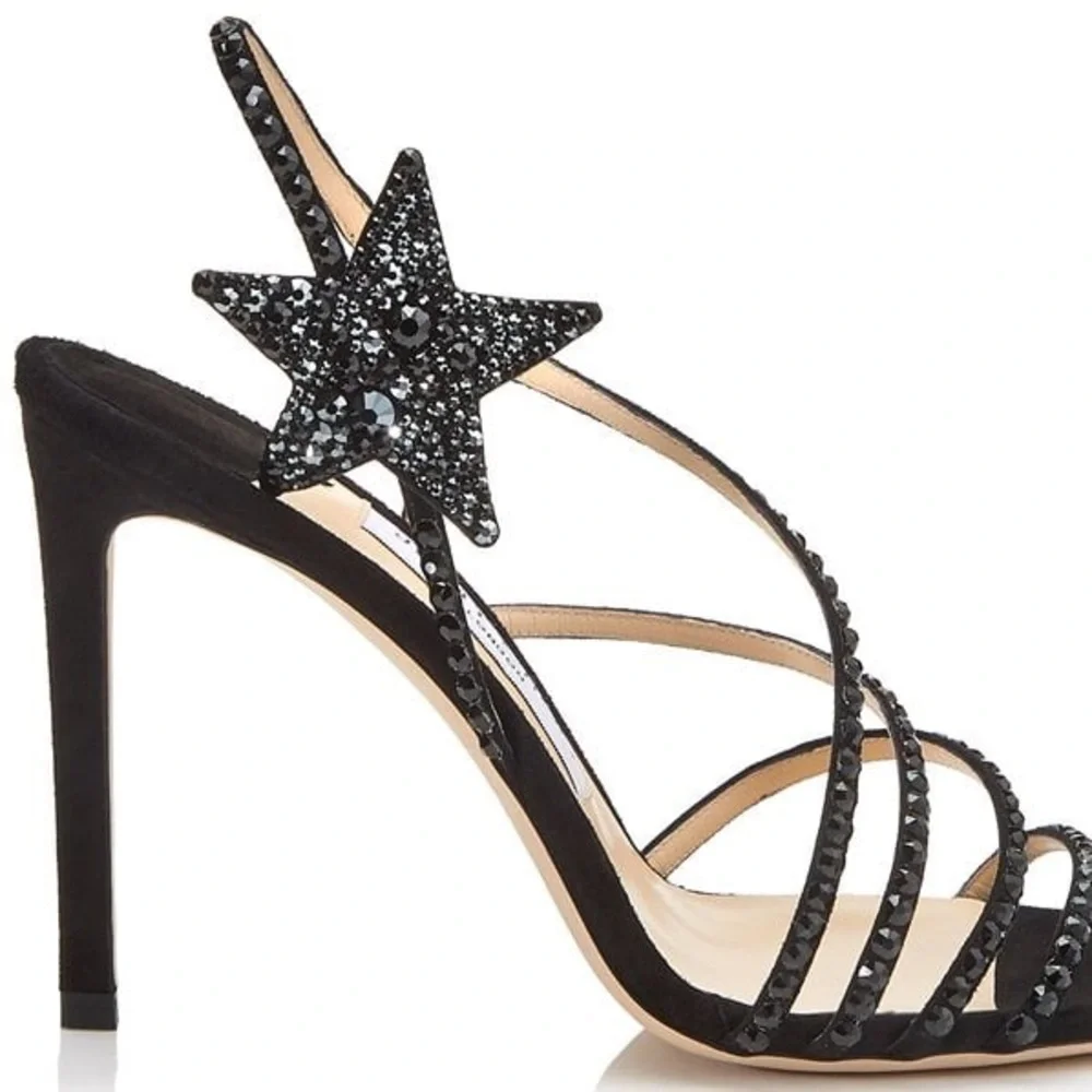 [Jimmy Choo] Black Crystal-Embellished Star Lynn Sandals 8.5 - Picture 4 of 10